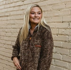 Sherpa Zip Up Bombogenesis Winter Pullover | Brown